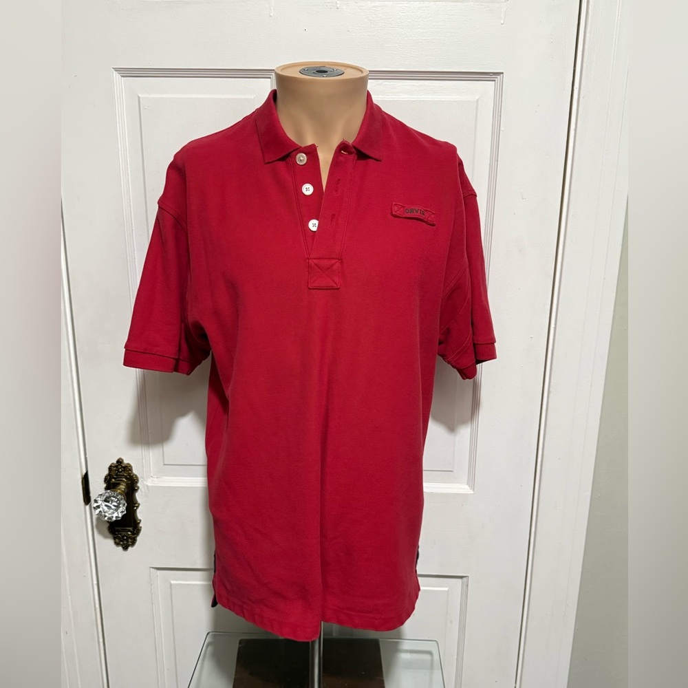 Size Medium Mens Orvis Polo Red Shirt Short Sleeve